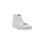Vans men sneakers white suede high-top sk8-hi with flame design and silver accents for spring summer wear
