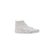 White vans sk8-hi high-top men’s sneakers in suede with flame design lace up for spring summer wear