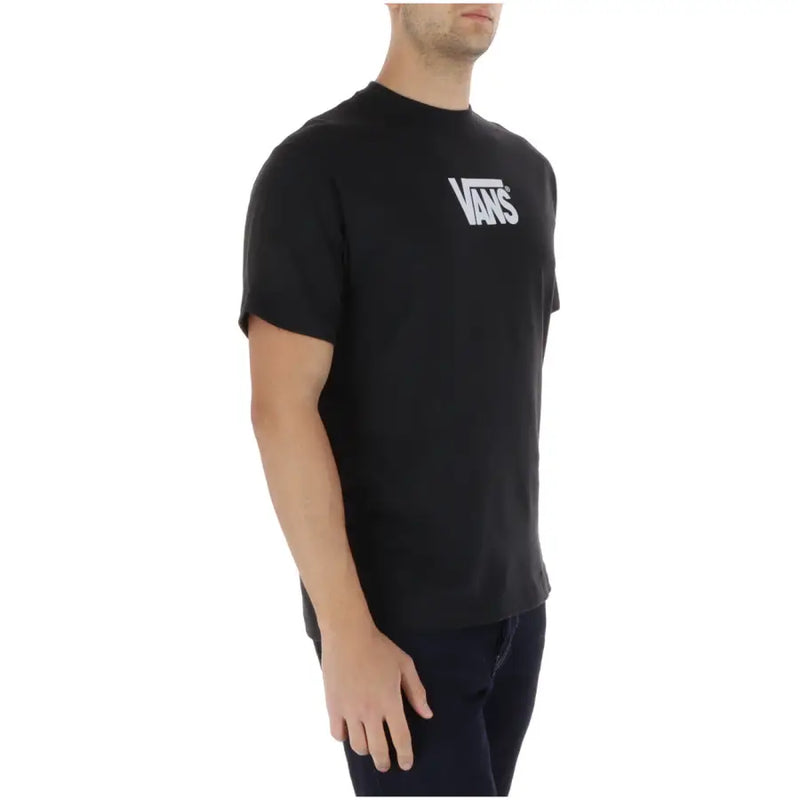 Vans-Herren t-shirt Schwarzes, kurzärmeliges T-Shirt mit Rundhalsausschnitt aus 100 % Baumwolle mit weißem Logo auf der Brust