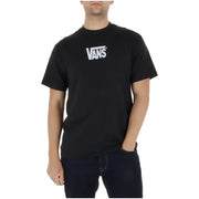 Vans-Herren t-shirt Schwarzes Kurzarmshirt mit Rundhalsausschnitt aus 100 % Baumwolle und weißem Logo auf der Brust.