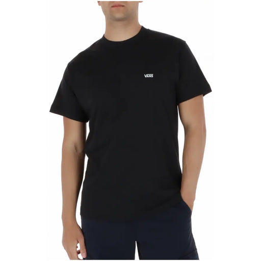 Schwarzes Vans Herren-T-Shirt, Kurzarm, Rundhalsausschnitt, Baumwolle, mit kleinem weißen Logo auf der linken Brust