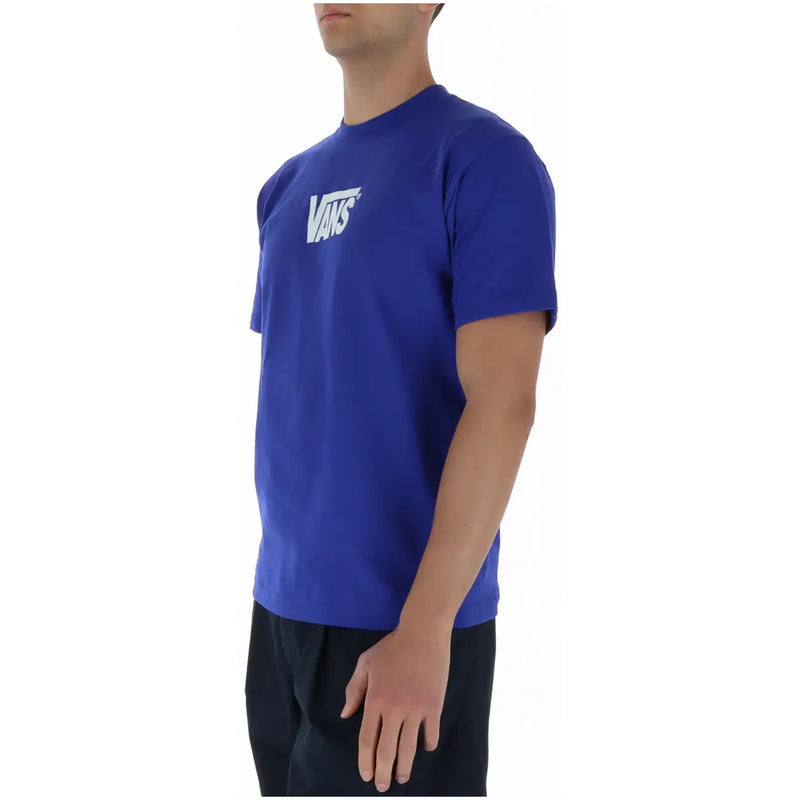 Royal blue Vans men t shirt with white logo on chest round neck 100 percent cotton casual wear