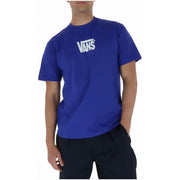 Königsblaues Vans Herren-T-Shirt mit weißem Logo auf der Brust, Rundhalsausschnitt, 100 % Baumwolle, Freizeitkleidung