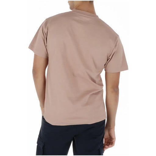 Vans men t shirt brown cotton soft beige short-sleeved with round neck simple crew neck design