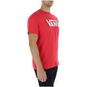 Vans men t shirt coral red with white logo across chest 100 percent cotton short sleeve round neck
