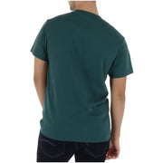 Vans men t shirt green cotton short sleeve crew neck in dark green with print, suitable for casual wear