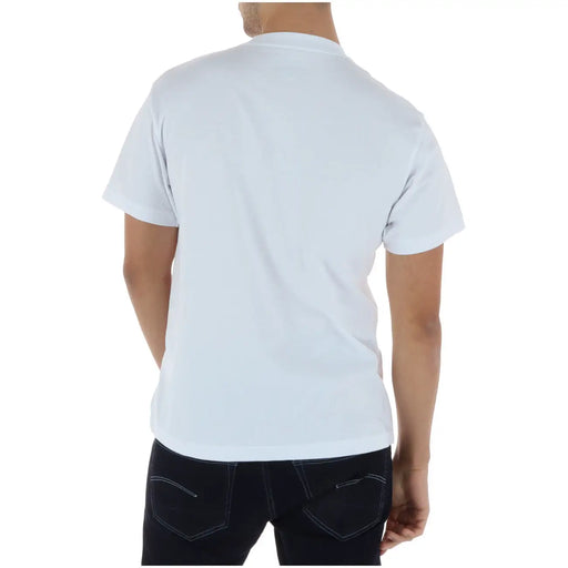 White cotton crew neck t shirt for men by Vans made of 100 percent cotton offering comfort and style