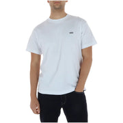 Vans men t shirt white round neck short sleeve 100 percent cotton with small black logo on left chest