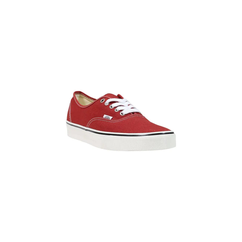 Rote Vans Herren-Sneaker aus rotem Canvas mit weißen Schnürsenkeln und klassischem schwarzen Streifen an der Sohle