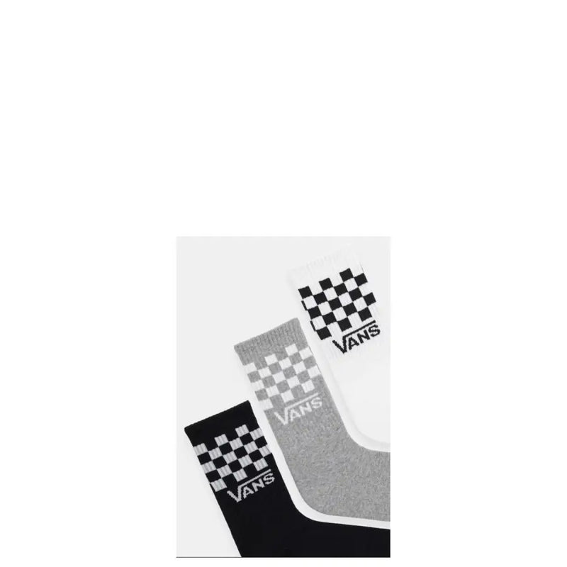 Vans men underwear three vans socks in black gray heather and white with classic checkerboard pattern and vans logo