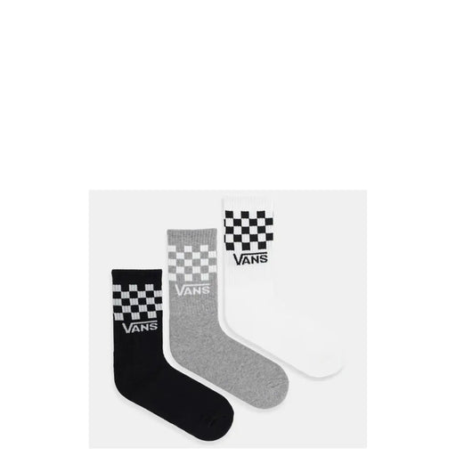 Set of three Vans men underwear socks in black heather gray and white with classic checkerboard pattern and Vans logo
