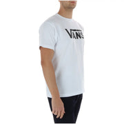 Vans men white cotton t shirt with round neck and black Vans logo printed branding across the chest