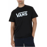 Vans mens black cotton graphic t shirt featuring a bold white logo across the chest