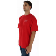 Vans mens red cotton t shirt with round neck and small embroidered logo on the chest in short sleeves