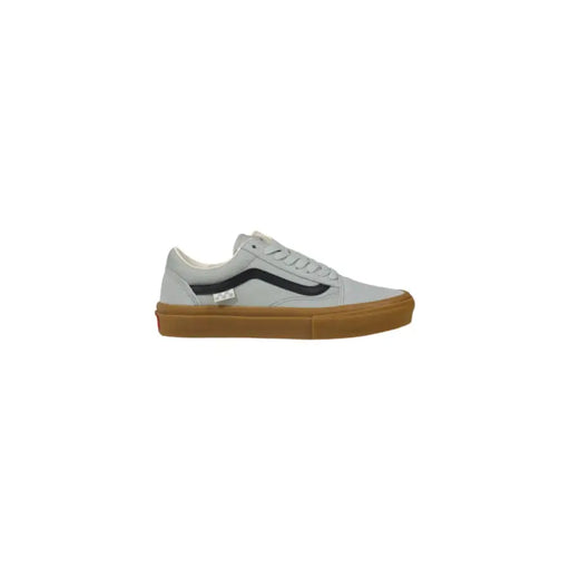 Vans Women Grey Leather Old Skool Sneakers with Gum Sole