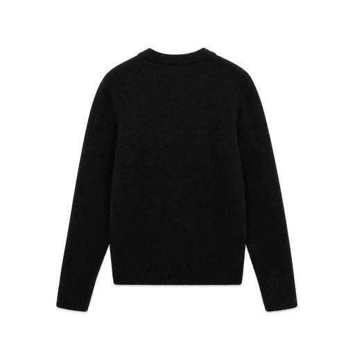 Vero Moda Pull noir en maille pour femme, col rond, texture maille lisse et unie, style ras du cou