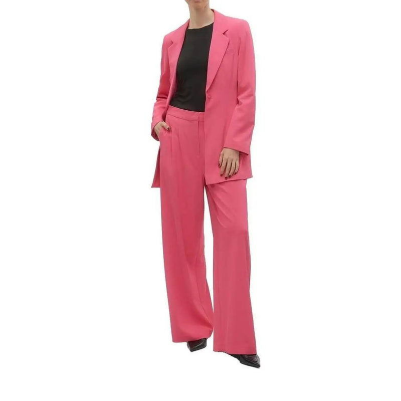 A vibrant fuchsia tailored blazer and wide-leg trousers in polyester from Vero Moda women size 30