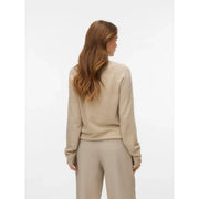 Vero Moda Damen-Strickpullover in Beige mit Rundhalsausschnitt, weichem, strukturiertem Stoff und gerippten Bündchen