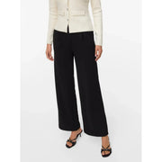 Vero Moda women black wide-leg trousers with sleek tailored fit made from polyester for slip-on comfort
