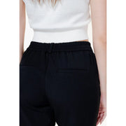 Vero Moda women trousers black elastic waist with sleek tailored fit and subtle plain front pockets