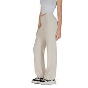 Vero moda women white viscose blend cream-colored high-waisted wide-leg trousers with smooth flowing fabric fall winter