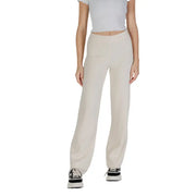 Vero Moda white viscose blend high-waisted wide-leg trousers