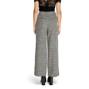 High-waisted wide-leg trousers in textured gray tweed with zip back pockets from vila clothes women collection
