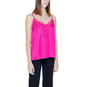 Vila Clothes women’s fuchsia viscose tank top featuring lace trim and spaghetti straps for elegant wear