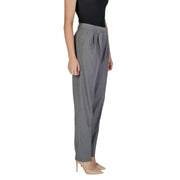 Vila Clothes gray high-waisted pleated straight-leg trousers