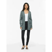 A soft long-sleeved sage green Vila women cardigan in viscose blend with relaxed fit and front pockets for fall