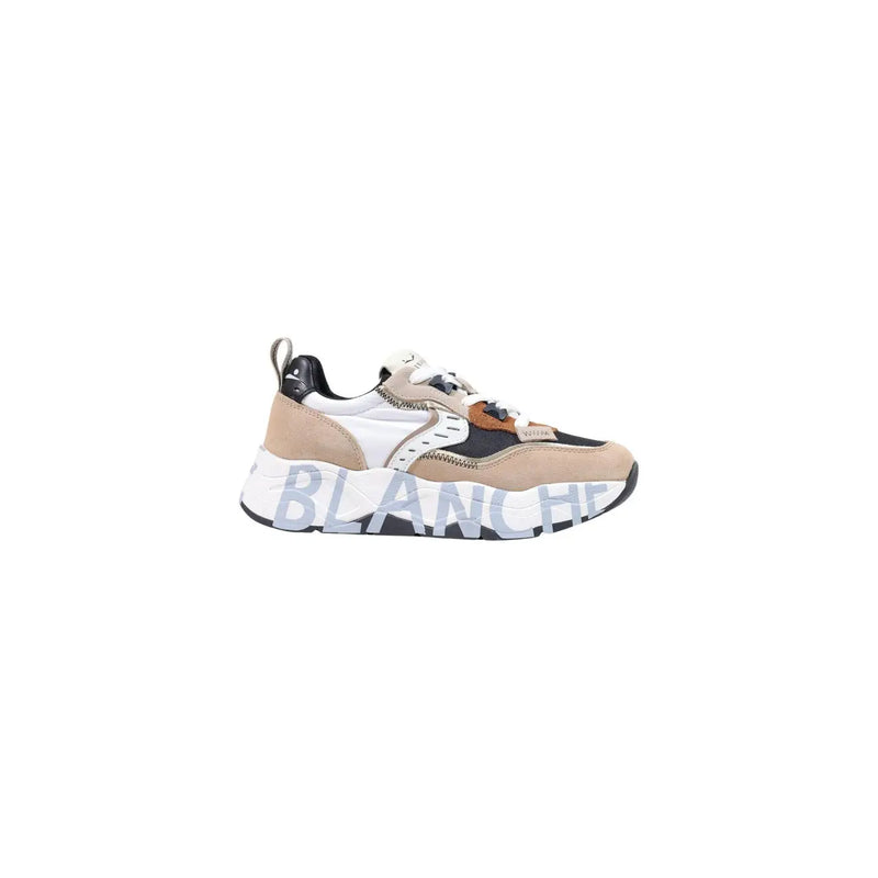 Voile Blanche women black suede sneakers featuring beige white and black chunky sole with bold blanche logo