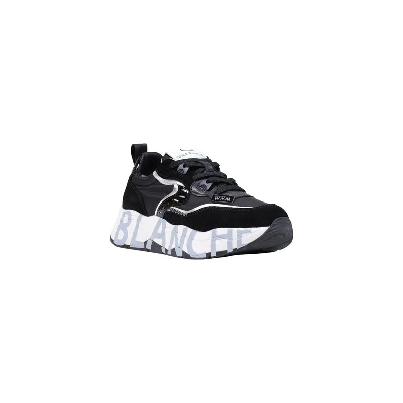 Voile blanche women black suede chunky sneaker with bold blanche lettering on the sole from the back side
