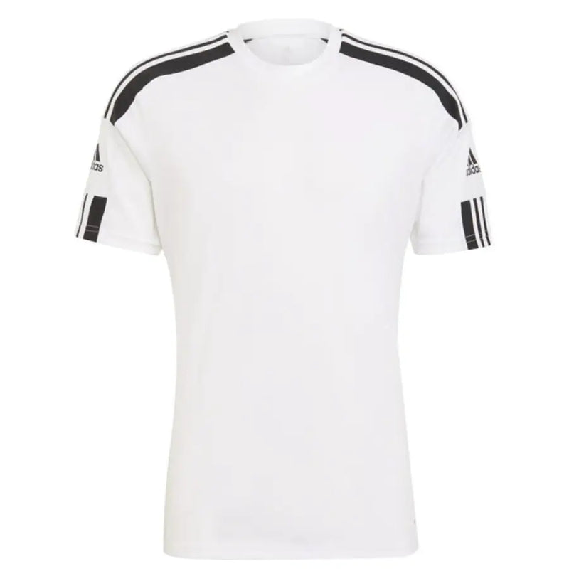 White Adidas T shirt with black stripes displayed in Black Adidas T Shirt with White Stripes product image