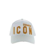 White baseball cap with ICON and DSQUARED2 lettering for stylish casual wear