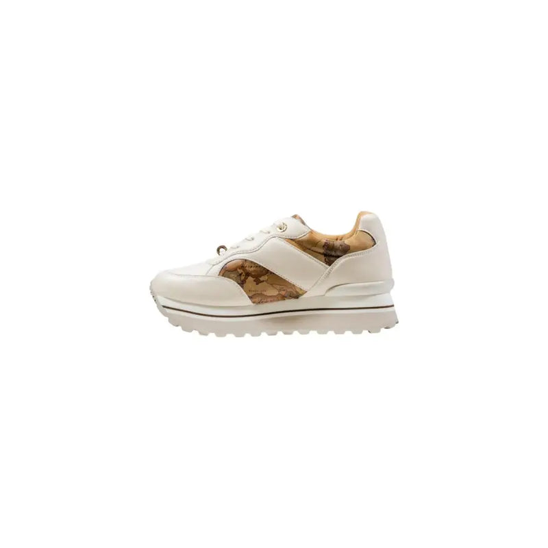 White and beige platform sneakers with map print from Alviero Martini Prima Classe Women