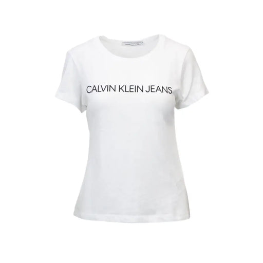 White cotton short-sleeve crewneck T-shirt from Calvin Klein Jeans Women collection