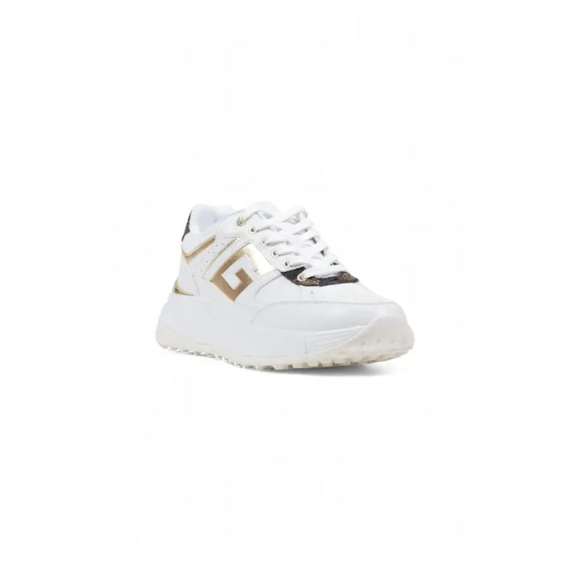 White and gold athletic sneaker from Guess Women White Platform Sneakers Fall Winter collection