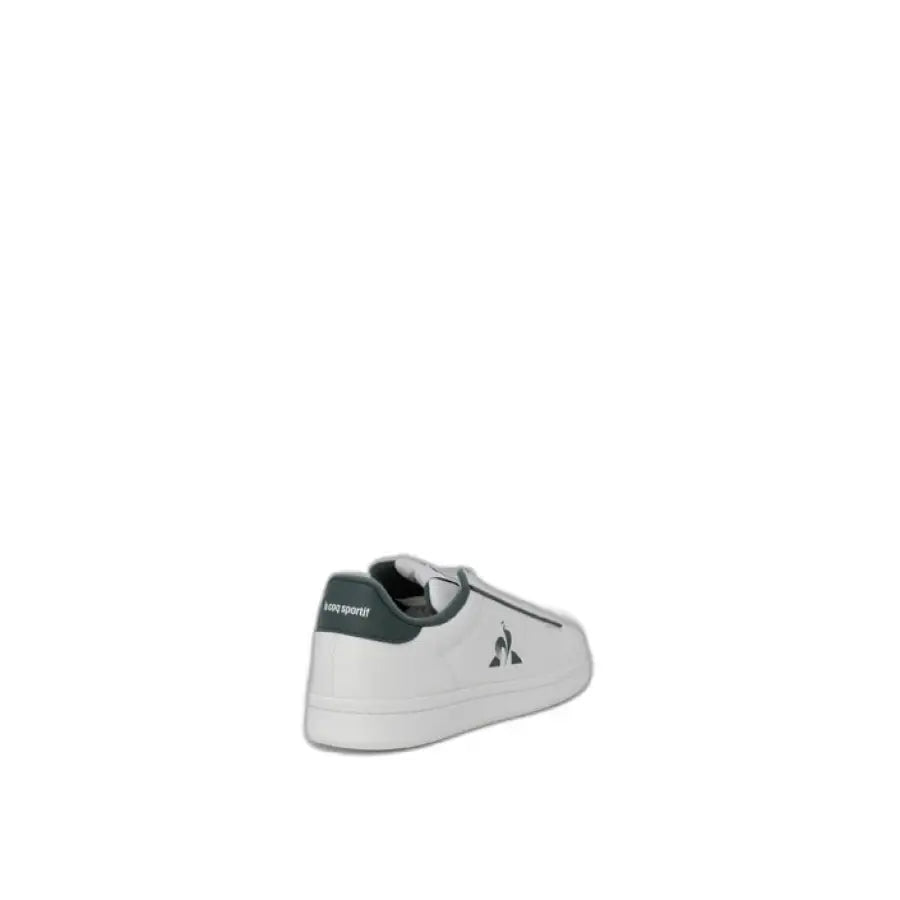 
                      
                        Coq Sportif men’s sneakers in white and green, urban style clothing with black sole
                      
                    