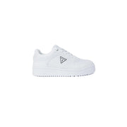 White Guess Women Spring Summer Faux Leather Sneakers with Triangular Logo