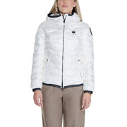 White hooded puffer jacket featured with Blauer Women’s Black Turtleneck Jacket