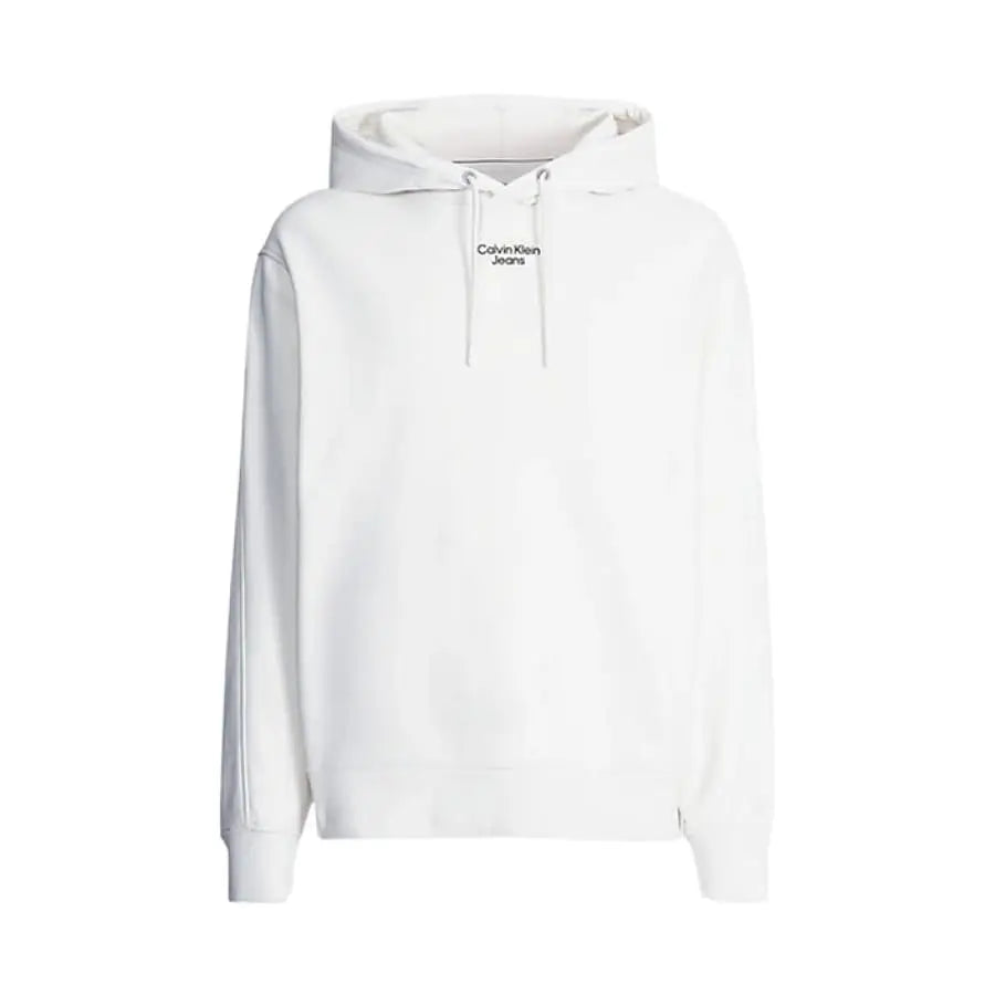 Calvin Klein Jeans men’s white hoodie with logo front display
