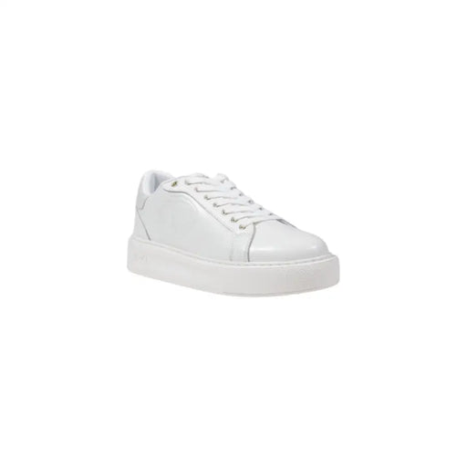 White leather and polyurethane lace-up sneakers with platform sole for women by Liu Jo