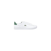 White Leather Lacoste Sneaker with Green Heel Accent displayed in product image