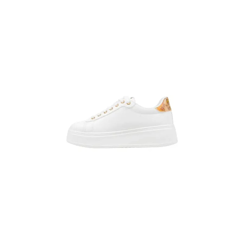 Alviero Martini Prima Classe White Women Sneakers with leather platform and metallic gold heel tab