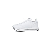 White leather slip-on sneakers with black and white sole from Love Moschino for women