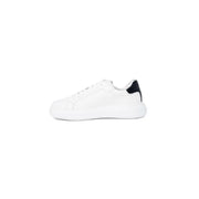 Calvin Klein Men’s White Leather Sneakers with Black Heel Accent for Stylish Comfort