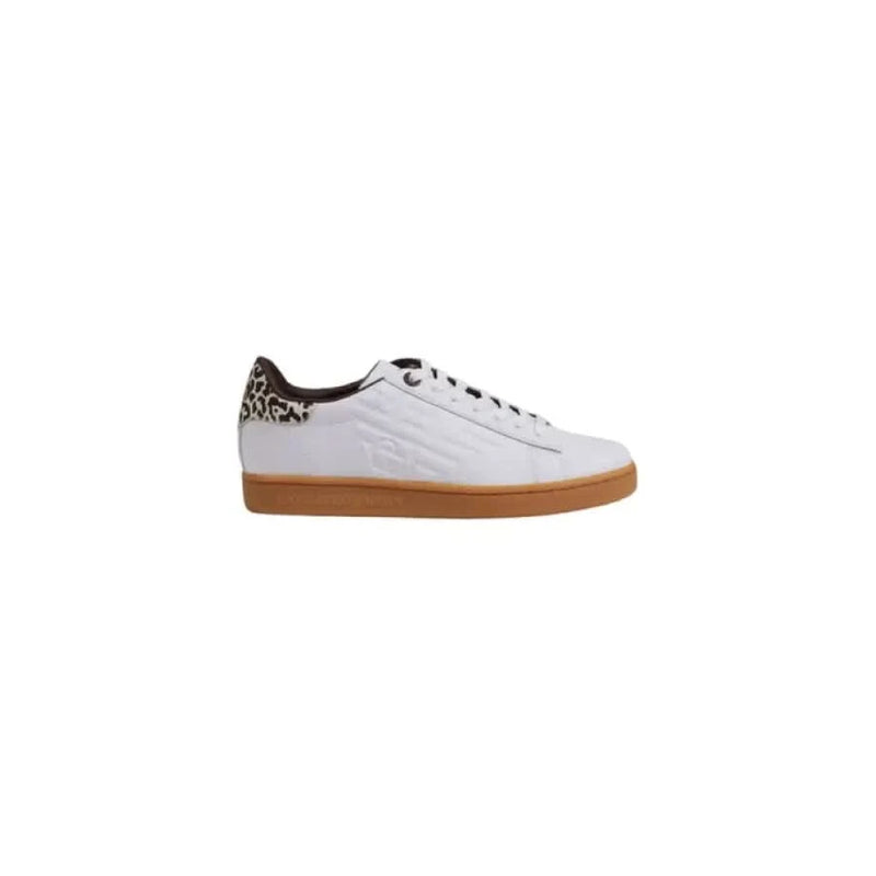 White leather sneaker with leopard print heel from EA7 Men’s collection, 3cm heel