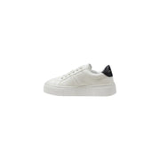 White leather sneaker with black heel accent from White Leather Sneakers with Black Heel Accent collection