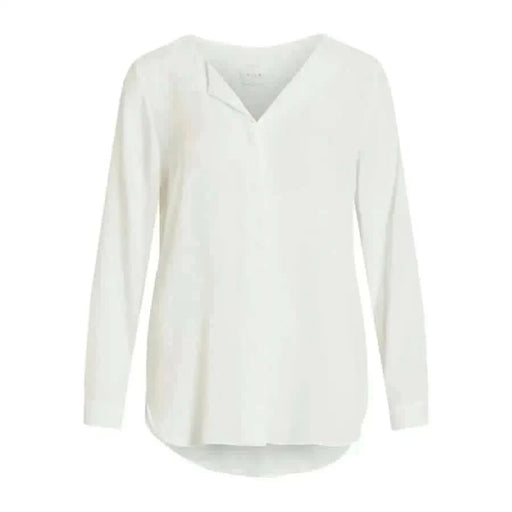 White long-sleeved V-neck blouse from Vila Clothes - Women’s Shirt Collection