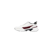 White and maroon Calvin Klein athletic slip-on sneakers with textured sole for women